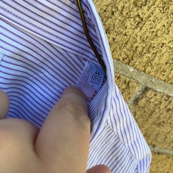 Vintage Armani Collezioni Modern Fit Button Up Dress Shirt Striped Large - Picture 7 of 8